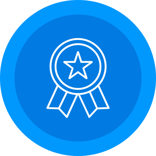 FinCEN real estate report A blue circular icon with a white outline of an award ribbon featuring a star in the center.