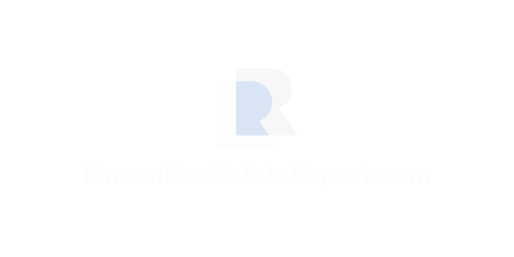 FinCEN real estate report A faint, stylized LR logo appears in the center on a light gray background, with the text FincenRealEstateReport.com in white below it.